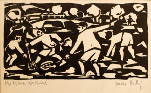 
      		Poplach, linoryt, 1980      	
